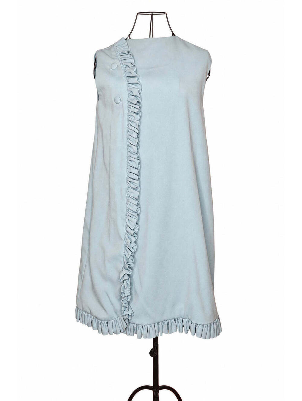 circa 1960's Vintage Baby Blue Sleeveless Wrap Dress